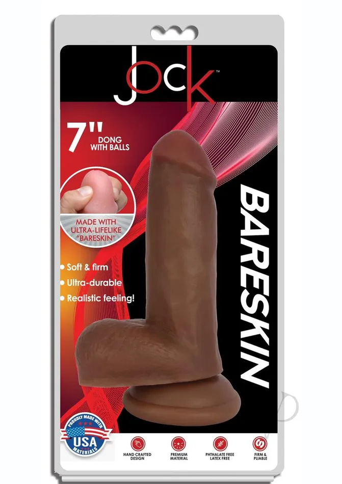 Dildos Jock Jock Bareskin Realistic Dong with Balls 7in Caramel