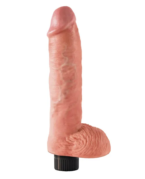 Dildos King Cock King Cock Vibrating Dildo with Balls 10in Vanilla