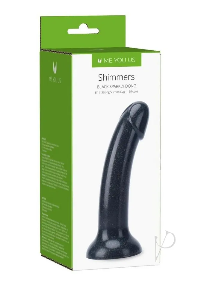 Dildos ME YOU US Shimmers Sparkly Dong 6in Black Me You Us
