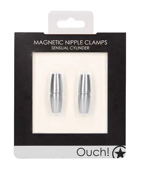 Dildos Ouch Shots Ouch Sensual Cylinder Magnetic Nipple Clamps Silver