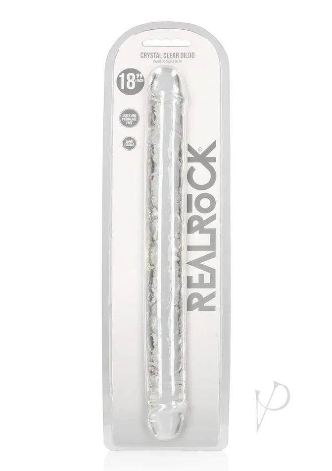 Dildos Real Rock RealRock Crystal Clear Double Dong 18in Clear
