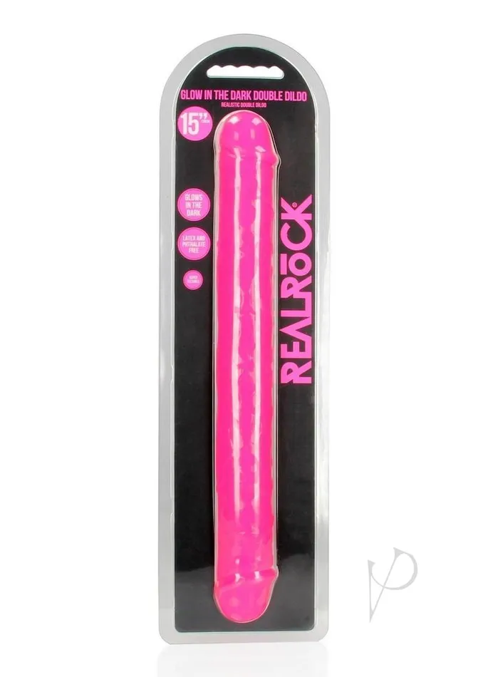 Dildos Real Rock RealRock Double Dong Glow in the Dark Dildo 15in Pink