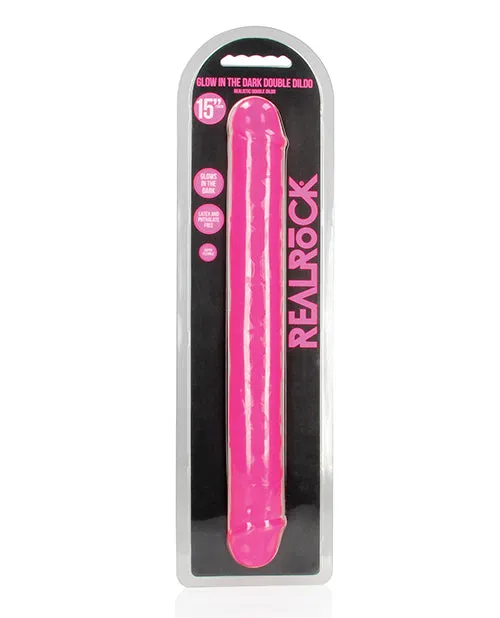 Dildos Real Rock RealRock Double Dong Glow in the Dark Dildo 15in Pink