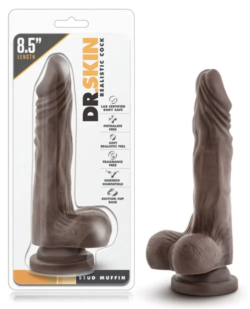 Dr Skin Female Sex Toys Dr Skin Silver Collection Stud Muffin Dildo with Balls 85in Chocolate Dr Skin Female Sex Toys Dr Skin Silver Collection Stud Muffin Dildo with Balls 85in Chocolate