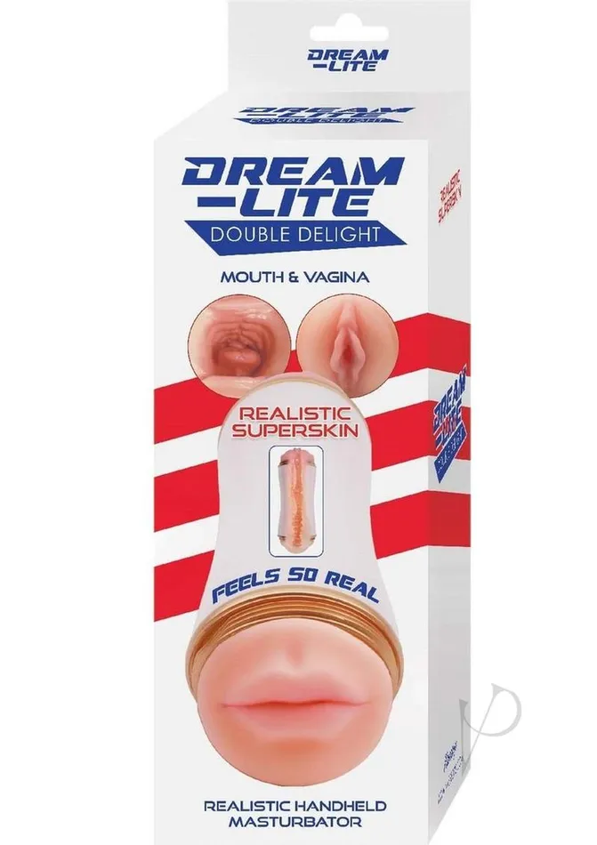 DreamLite Double Delight Dual End Realistic Mouth and Vagina Masturbator Vanilla Dream Lite Male Sex Toys