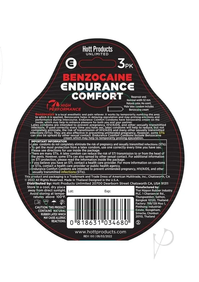 Endurance Condom Male Sex Toys Endurance Comfort Condoms with Benzocaine 3 per Pack Endurance Condom Male Sex Toys Endurance Comfort Condoms with Benzocaine 3 per Pack