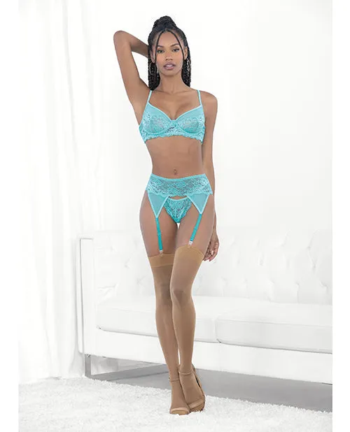 Escante Lace Mesh Underwire Bra Garterbelt GString Malibu Blue XL Vibrators Escante Lace Mesh Underwire Bra Garterbelt GString Malibu Blue XL Vibrators
