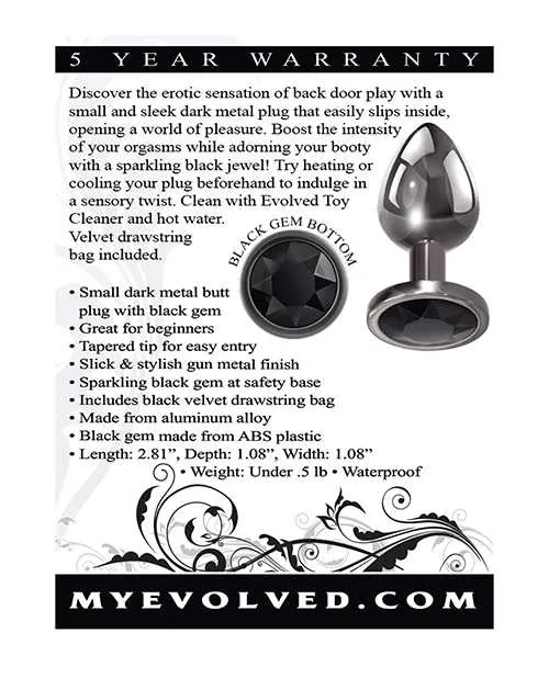 Evolved Black Gem Anal Plug Small Anal