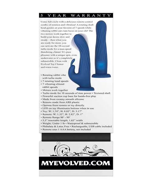 Evolved Female Sex Toys Rotating Silicone Rechargeable Rabbit with Remote Control Blue