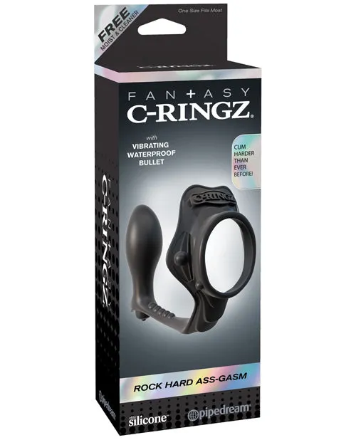 Fantasy C Ringz Male Sex Toys Fantasy CRingz Silicone Rock Hard AssGasm Cock Ring with Bullet Black