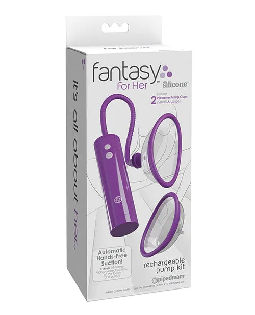 Fantasy For Her Female Sex Toys Fantasy For Her Rechargeable Pleasure Pump Kit with Wired Remote Control PurpleClear