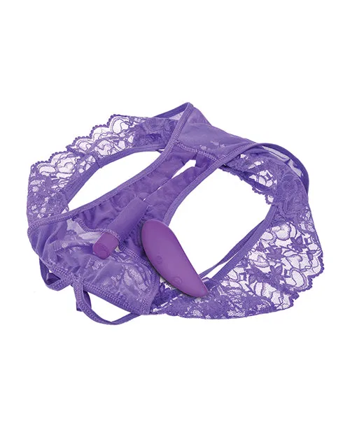 Fantasy Fore Her Thrill Her Crotchless Panty Vibe with Remote Control Purple Fantasy For Her Female Sex Toys