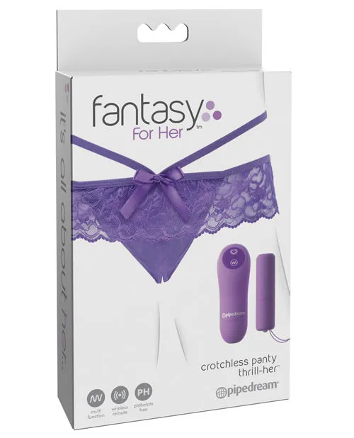 Fantasy Fore Her Thrill Her Crotchless Panty Vibe with Remote Control Purple Fantasy For Her Female Sex Toys