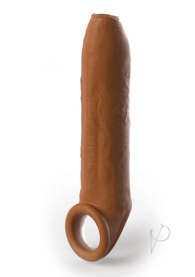 Fantasy X Tensions Male Sex Toys Fantasy XTension Elite Silicone Uncut Extension Sleeve with Strap 7in Caramel