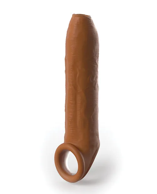 Fantasy X Tensions Male Sex Toys Fantasy XTension Elite Silicone Uncut Extension Sleeve with Strap 7in Caramel