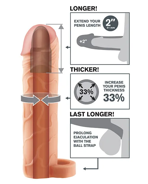 Fantasy XTensions Perfect 2in Extension Sleeve with Ball Strap 8in Vanilla Fantasy X Tensions Male Sex Toys