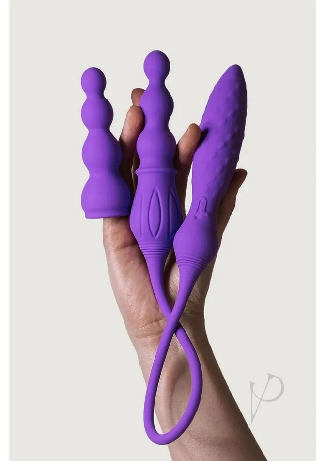 Female Sex Toys Adrien Lastic 2X Rechargeable Silicone Double Vibrator with Remote Control Purple