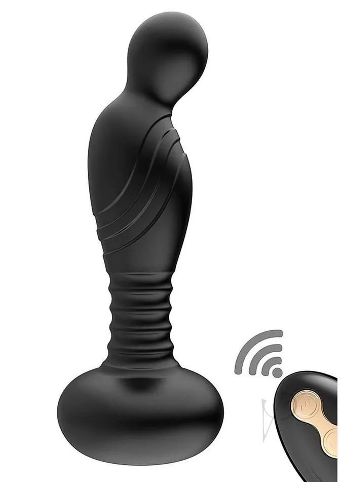 Female Sex Toys Ass Sation AssSation Vibrating Rechargeable Silicone PSpot Plug with Remote Control Black