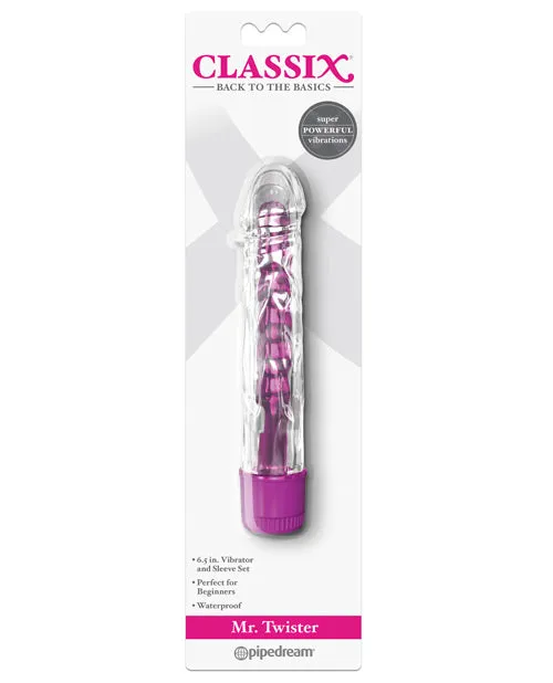 Female Sex Toys Classix Classix Mr Twister Vibrator with Sleeve Set Pink