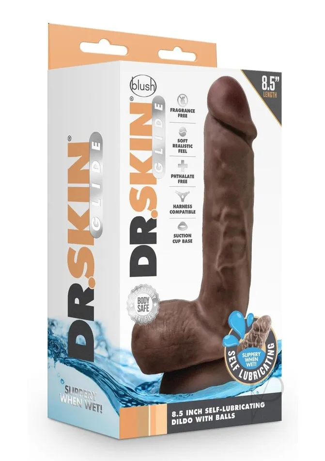 Female Sex Toys Dr Skin Dr Skin Glide Gold Collection Self Lubricating Dildo with Balls 85in Chocolate Female Sex Toys Dr Skin Dr Skin Glide Gold Collection Self Lubricating Dildo with Balls 85in Chocolate