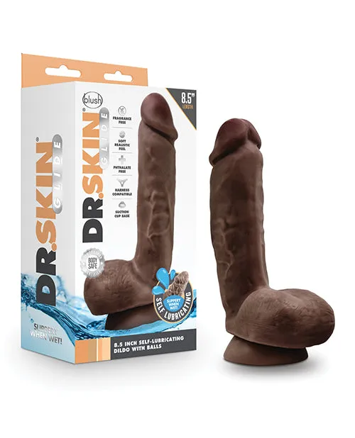 Female Sex Toys Dr Skin Dr Skin Glide Gold Collection Self Lubricating Dildo with Balls 85in Chocolate Female Sex Toys Dr Skin Dr Skin Glide Gold Collection Self Lubricating Dildo with Balls 85in Chocolate