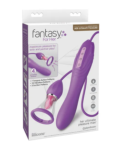 Female Sex Toys Fantasy For Her Fantasy for Her Ultimate Pleasure Max Rechargeable Silicone Vibrator with Clitoral Stimulator Purple