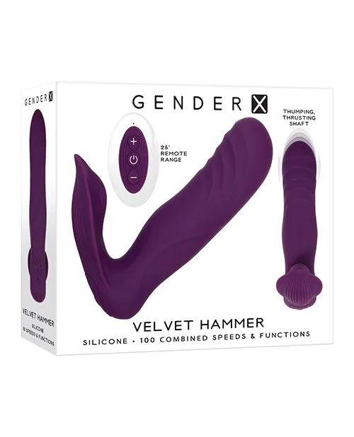 Female Sex Toys Gender X Velvet Hammer Rechargeable Silicone Wearable Vibrator with Remote Control Purple Gender X