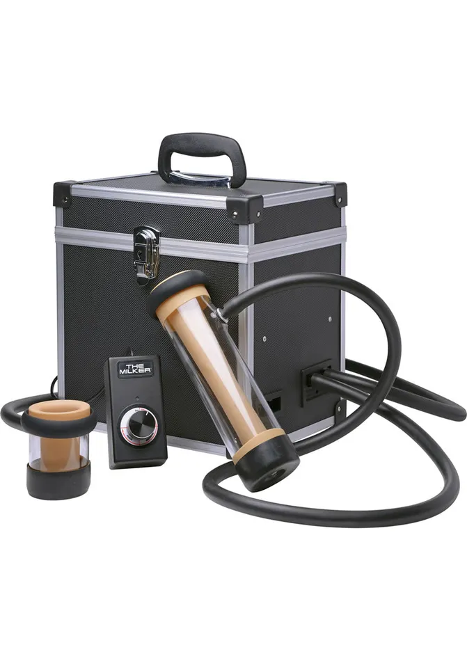 Female Sex Toys Lovebotz LoveBotz The Milker Dual Cylinder Deluxe Stroking Machine with Wired Remote Control