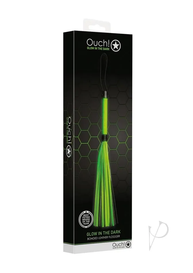 Female Sex Toys Ouch Ouch Flogger Glow in the Dark Green