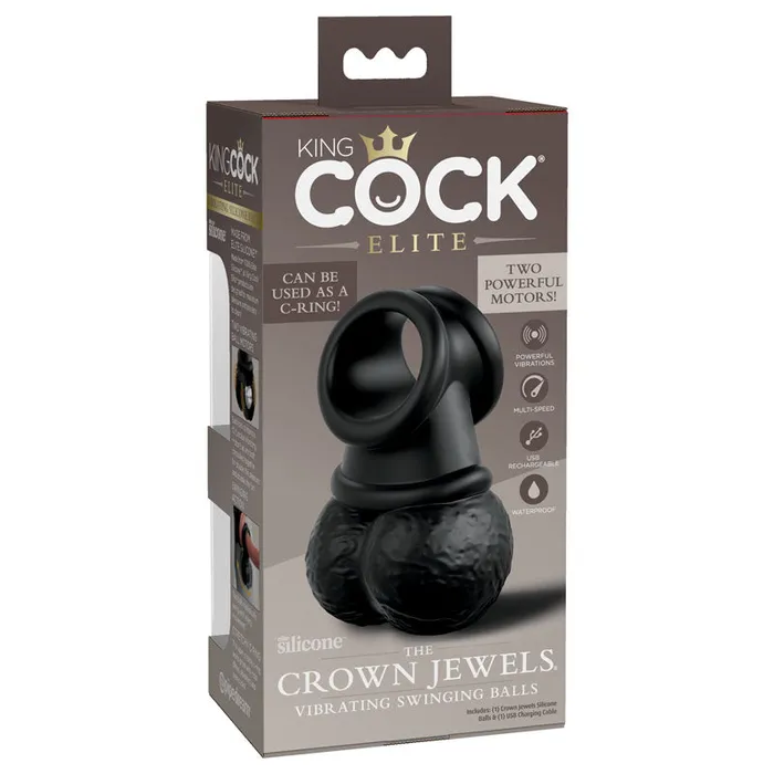 Female Sex Toys Pipedream King Cock Elite Crown Jewels Vibrating Swinging Balls