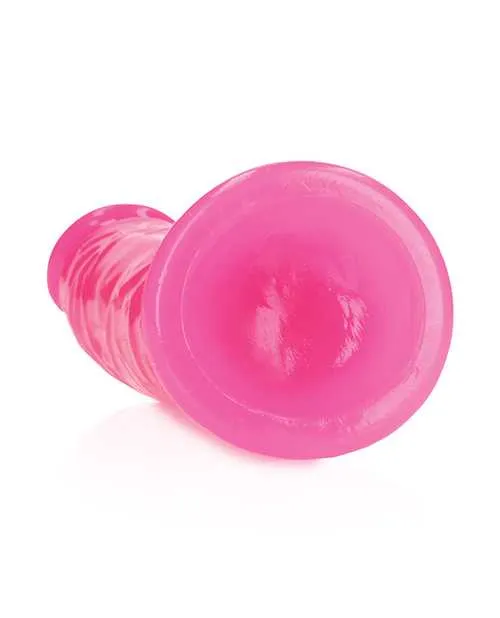 Female Sex Toys RealRock Slim Glow in the Dark Dildo with Suction Cup 6in Pink Real Rock