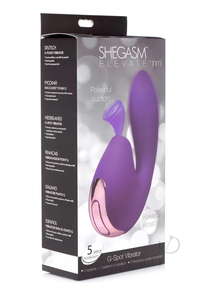 Female Sex Toys Shegasm Inmi Shegasm Elevate GSpot Silicone Rechargeable Vibrator with Clitoral Stimulator Purple Female Sex Toys Shegasm Inmi Shegasm Elevate GSpot Silicone Rechargeable Vibrator with Clitoral Stimulator Purple