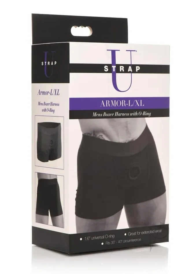 Female Sex Toys Strap U Armor Mens Boxer Harness with ORing LargeXLarge Black Strap U