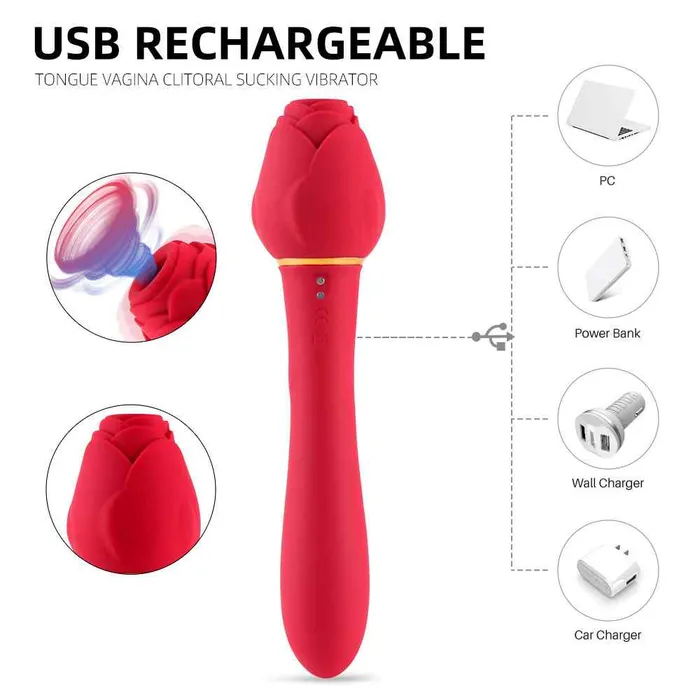 Female Sex Toys Wild Night Fantasies Tongue Vagina Clitoral Sucking Rose Vibrator