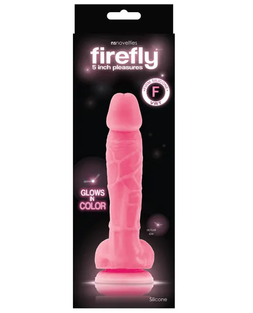 Firefly Dildos Firefly 5 Inch Pleasures Silicone Glow In The Dark Dildo 5in Pink