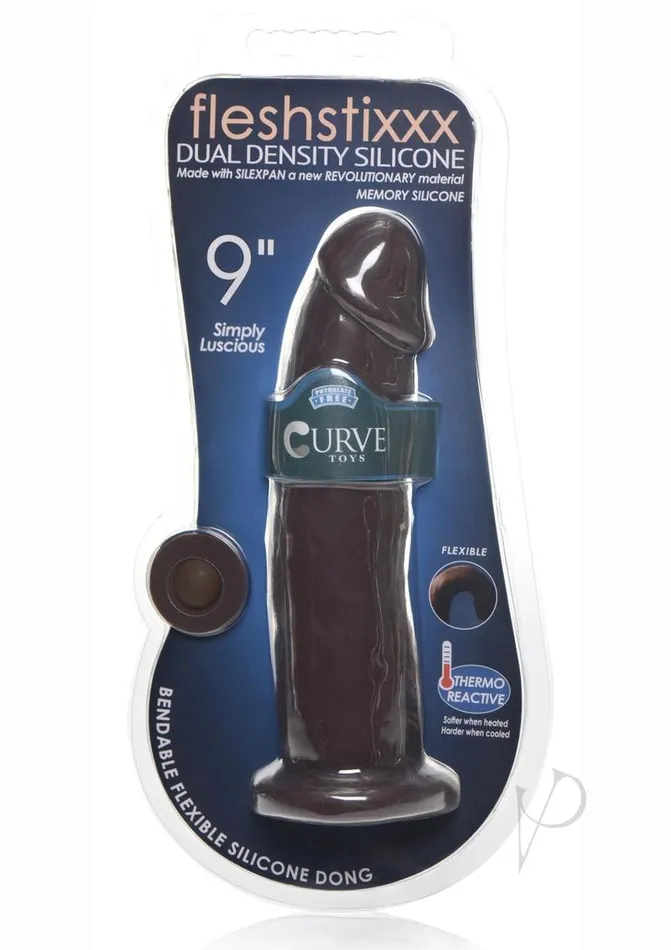Fleshstixxx Dual Density Silicone Bendable Dong 9in Chocolate Flesh Stixxx Dildos