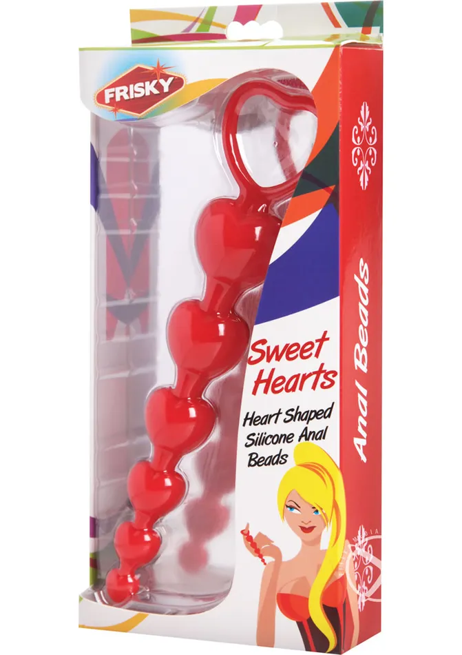 Frisky Anal Frisky Sweet Heart Silicone Anal Beads Red