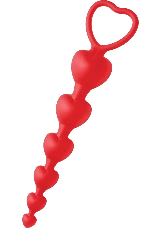 Frisky Anal Frisky Sweet Heart Silicone Anal Beads Red