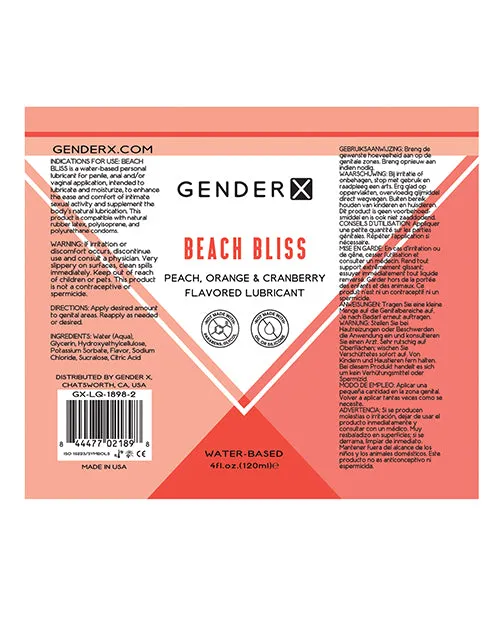 Gender X Anal Gender X Beach Bliss Water Based Flavored Lubricant 4oz Peach