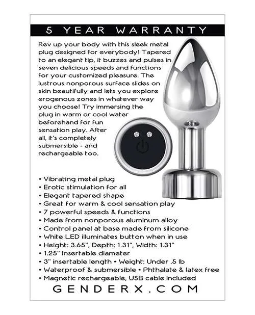 Gender X Gender X Rockin Metal Plug Rechargeable Butt Plug Silver Anal