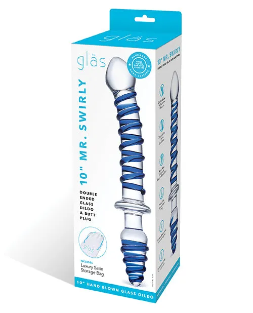 Glas Glas Mr Swirly Double Ended Glass Dildo and Butt Plug 10in BlueClear Dildos Glas Glas Mr Swirly Double Ended Glass Dildo and Butt Plug 10in BlueClear Dildos