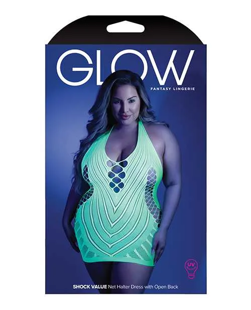Glow By Fantasy Lingerie Anal Glow Black Light Net Halter Dress Neon Green QN Glow By Fantasy Lingerie Anal Glow Black Light Net Halter Dress Neon Green QN