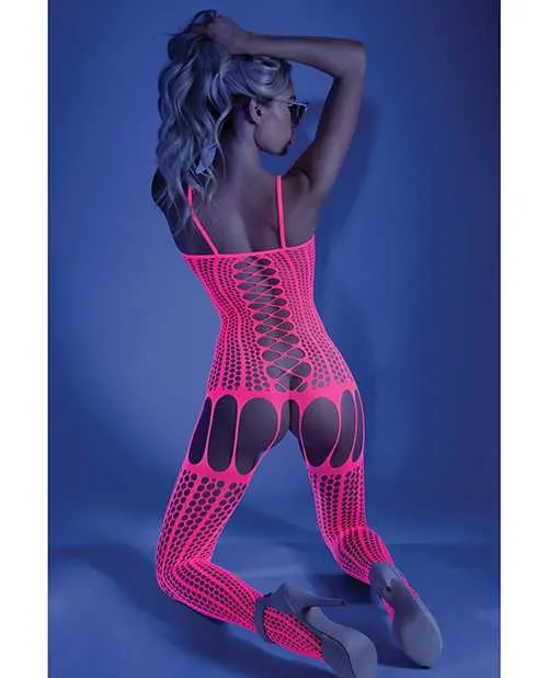 Glow By Fantasy Lingerie Dildos Glow Black Light Criss Cross Paneled Bodystocking Neon Pink OS Glow By Fantasy Lingerie Dildos Glow Black Light Criss Cross Paneled Bodystocking Neon Pink OS