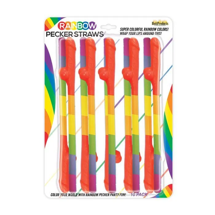 Hott Rainbow Pecker Straws Pack of 10 Female Sex Toys