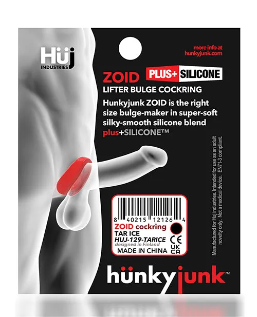 Hunkyjunk Vibrators Hunkyjunk Zoid Trapezoid Lifter Cockring Tar Ice