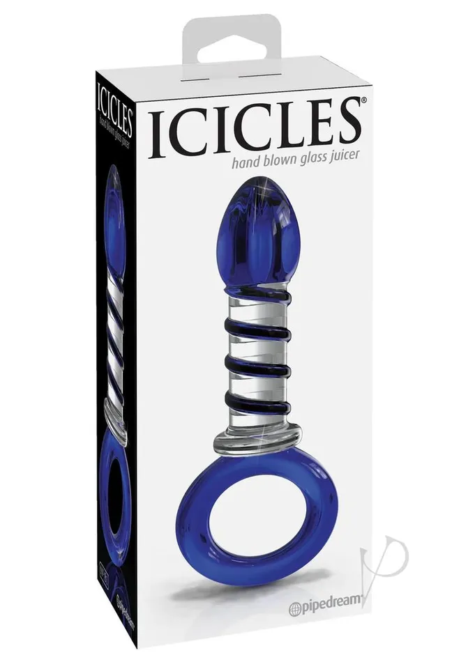 Icicles No 81 Textured Glass Juicer Anal Probe ClearBlue Icicles Anal