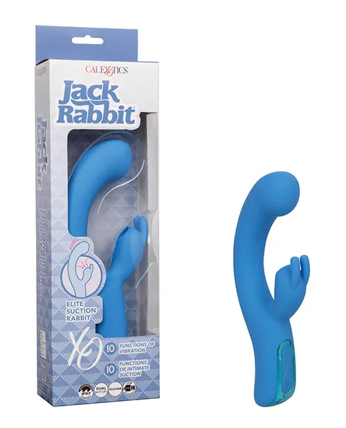 Jack Rabbit Female Sex Toys Jack Rabbit Elite Suction Rabbit Rechargeable Silicone Vibrator with Clitoral Stimulator Blue