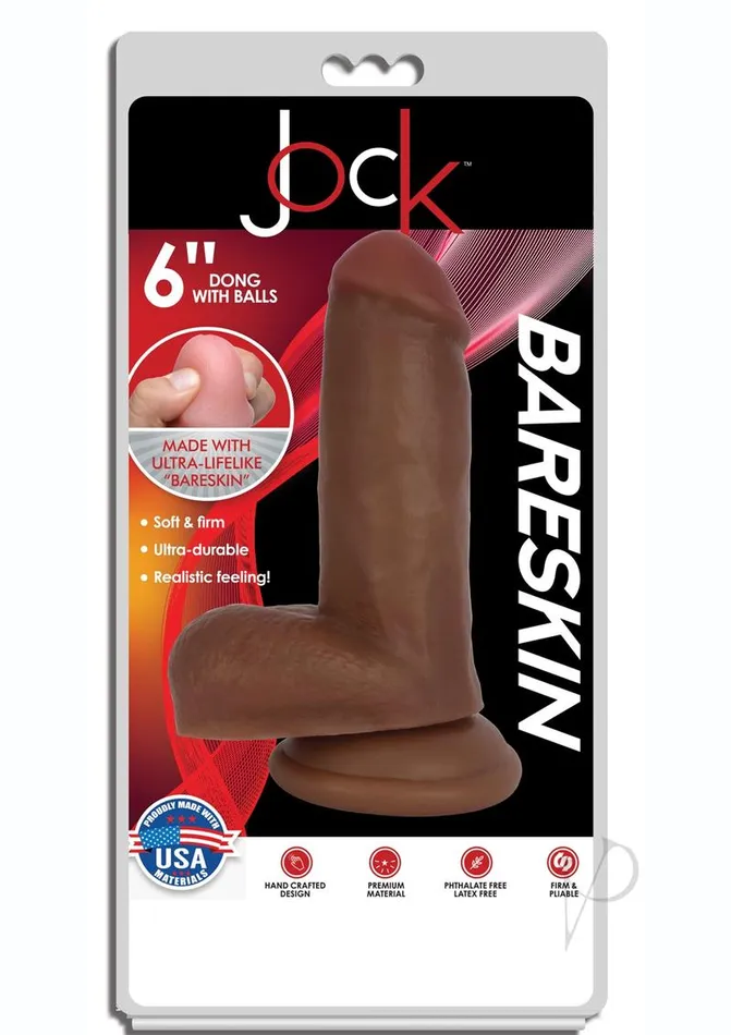 Jock Dildos Jock Bareskin Realistic Dong with Balls 6in Caramel