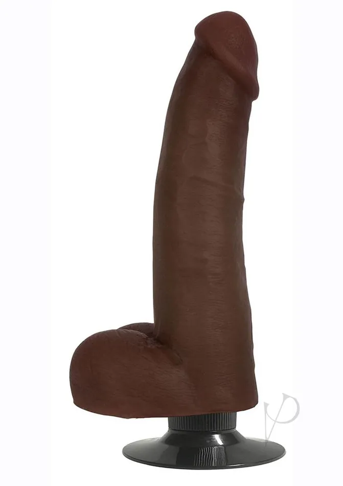 Jock JOCK Vibrating Dildo with Balls 8in Chocolate Female Sex Toys