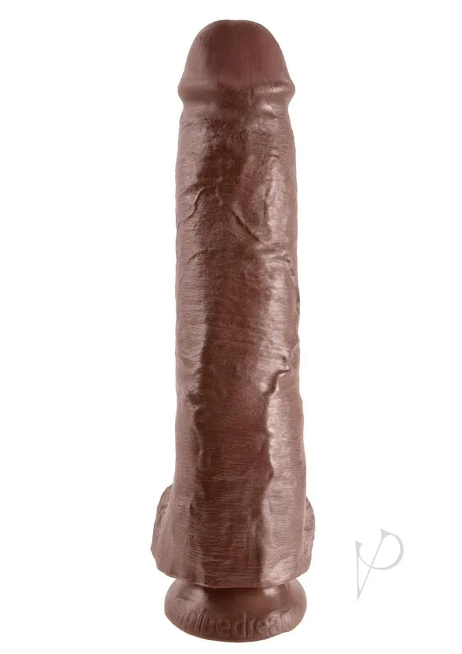 King Cock Dildo with Balls 11in Chocolate King Cock Dildos